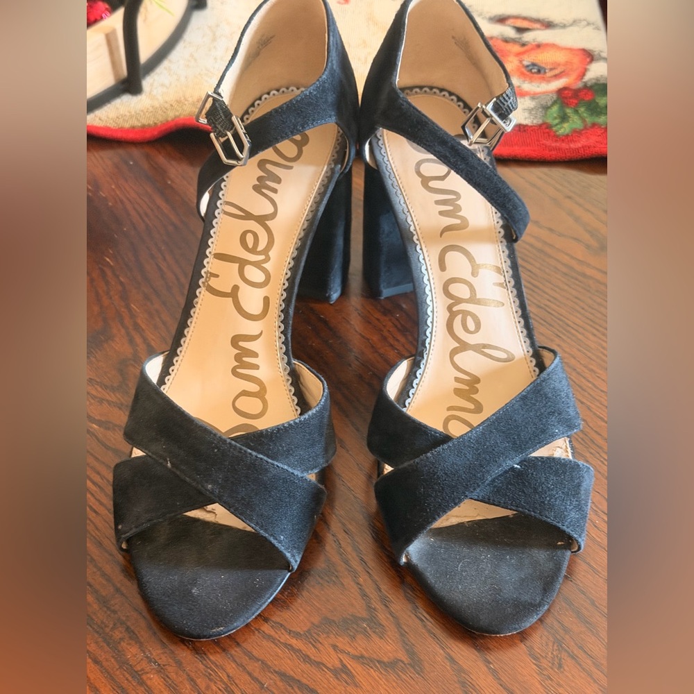 Sam Edelman Black Suede Heeled Sandals